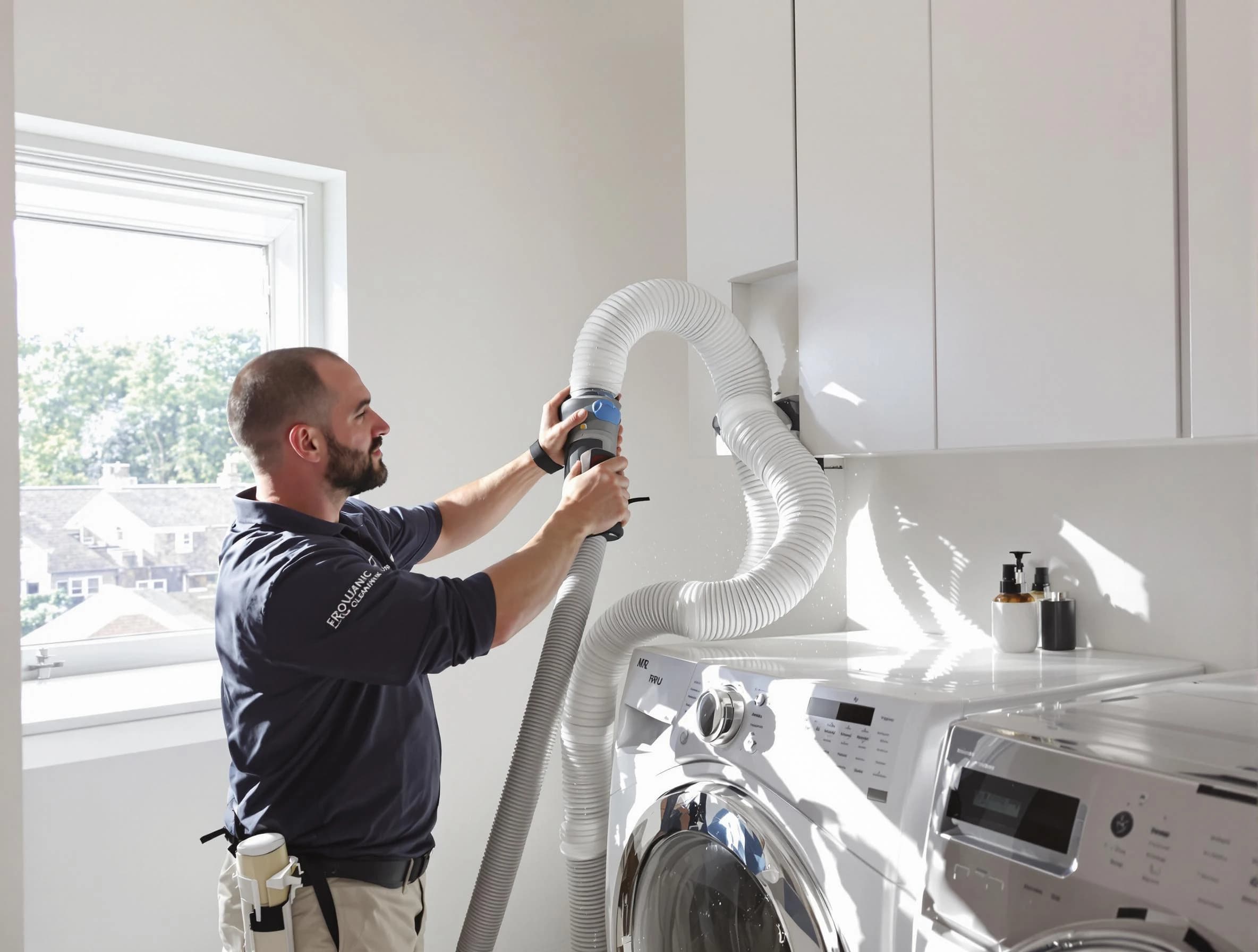Certified Upper St. Clair Dryer Vent Cleaning technician performing dryer vent cleaning in Upper St. Clair
