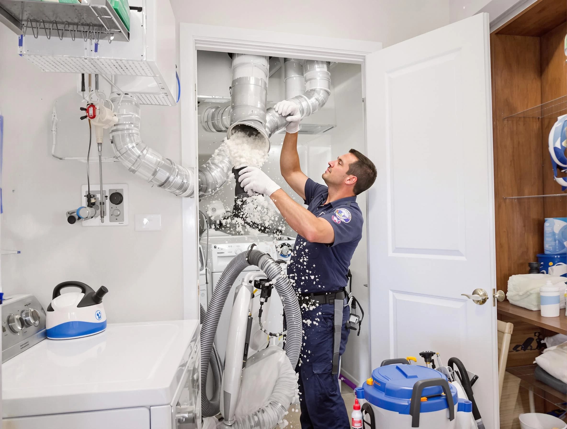 Upper St. Clair Dryer Vent Cleaning technician delivering thorough residential dryer vent cleaning service in Upper St. Clair