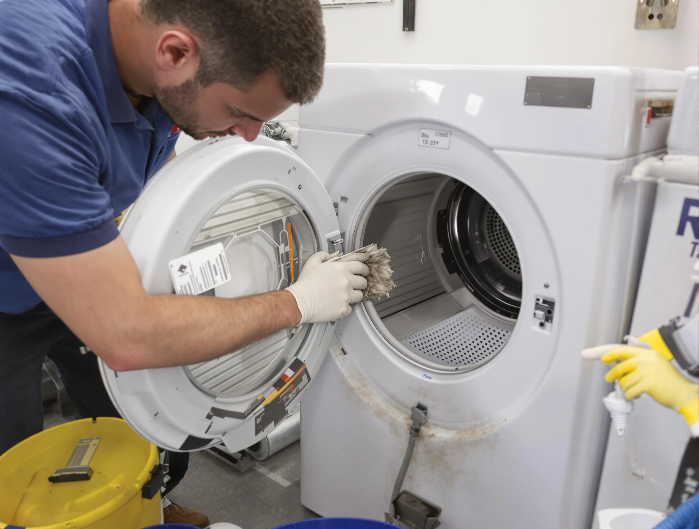 Upper St. Clair Dryer Vent Cleaning specialist performing detailed lint trap cleaning service in Upper St. Clair