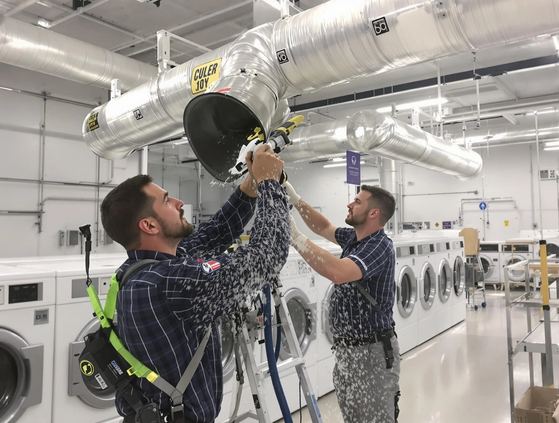 Upper St. Clair Dryer Vent Cleaning team performing large-scale commercial dryer vent cleaning in Upper St. Clair