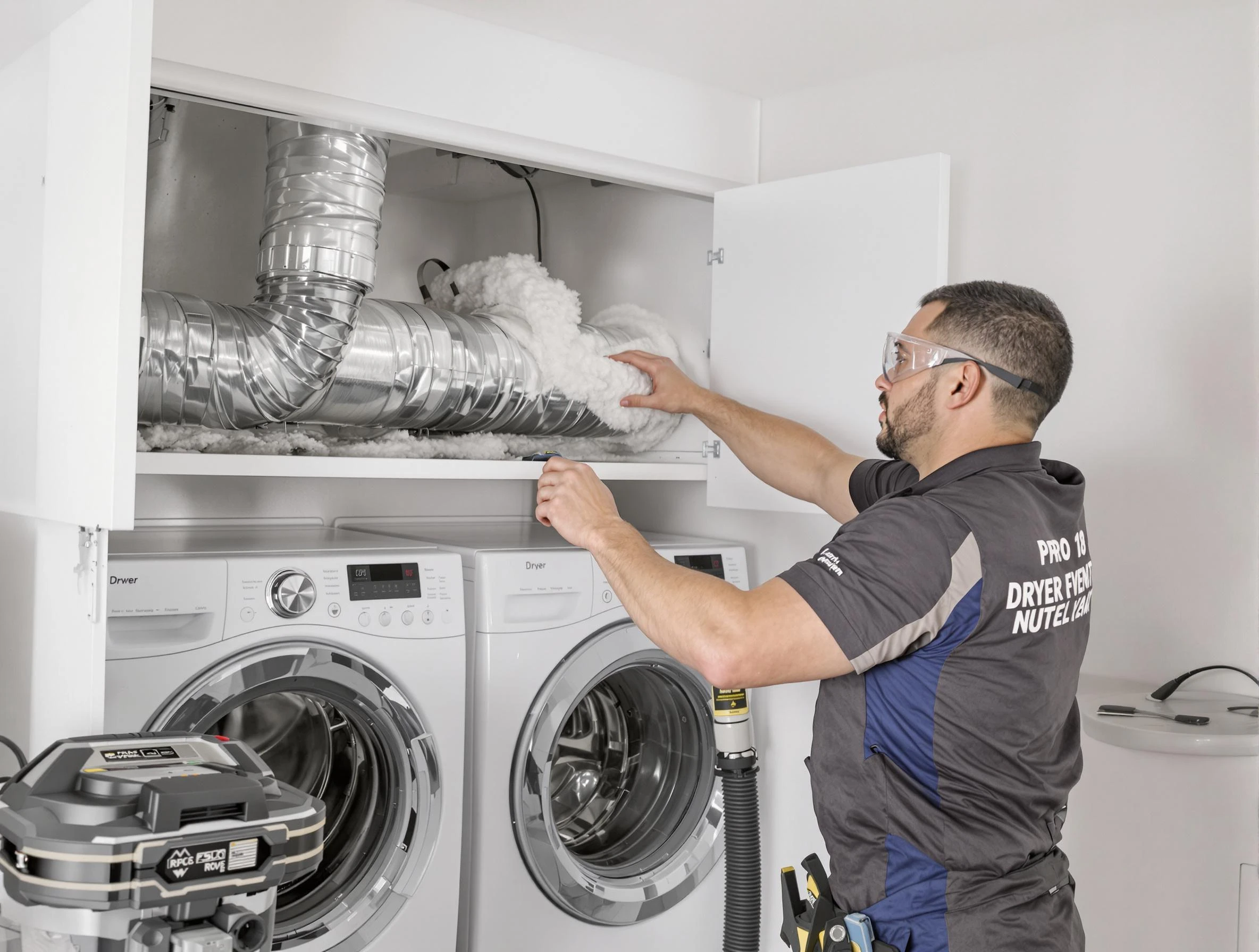 Upper St. Clair Dryer Vent Cleaning certified technician performing specialized gas dryer vent cleaning in Upper St. Clair
